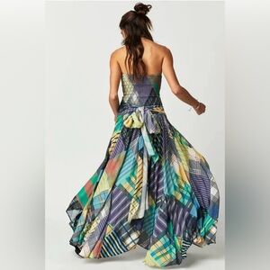 NWT Free People Samara Smocked Maxi Dress Strapless Handkerchief M *FLAWED*